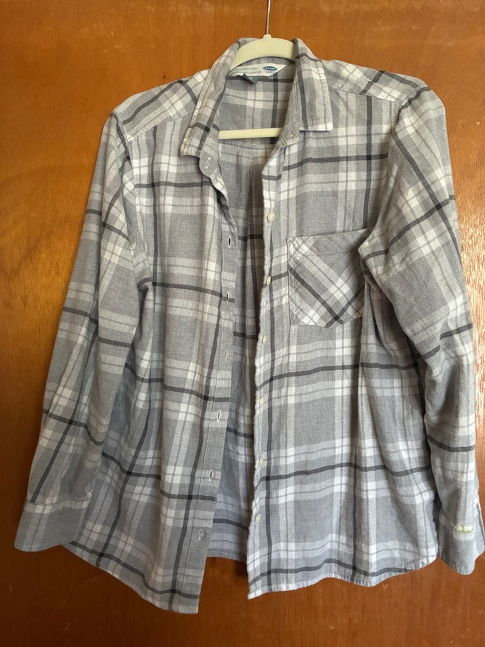 Old Navy XL Classic Button Down Grey Plaid Blouse